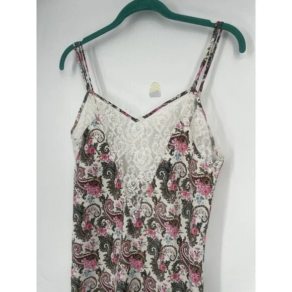 VTG 90s Gold Label Victoria's Secret Lace Floral Slip Satin Dress Lingerie - Picture 2 of 11